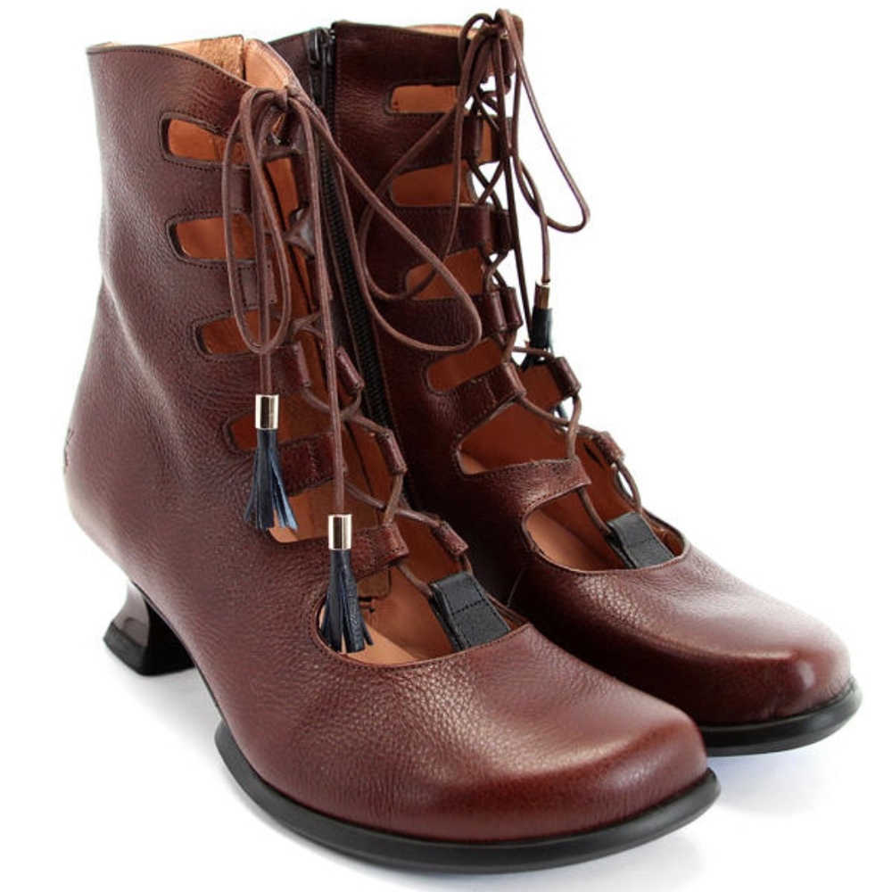 Fluevog Wearevers Chiyao brown leather lace-up boots